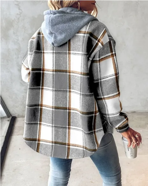 Women's Hoodie Checked Casual Cotton sold by Hensley London product image thumbnail 4