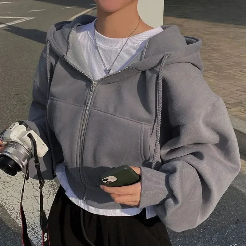 Women's Cropped Hoodie Blue Polyester sold by Hensley London product image thumbnail 4