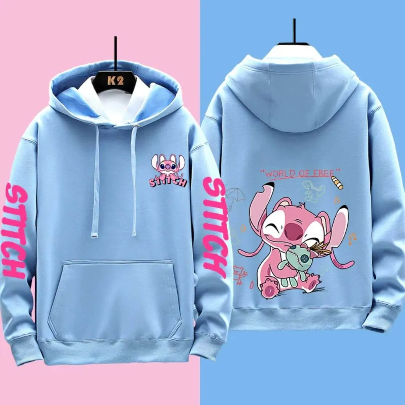 Women's Hoodie Blue Cotton Disney Stitch Sweatshirt sold by Hensley London product image thumbnail 4
