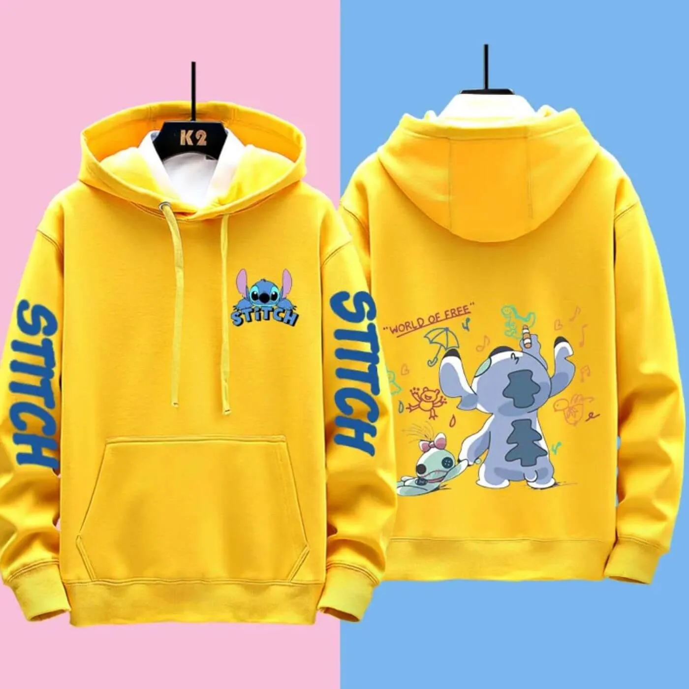 Women's Hoodie Blue Cotton Disney Stitch Sweatshirt sold by Hensley London product image thumbnail 2