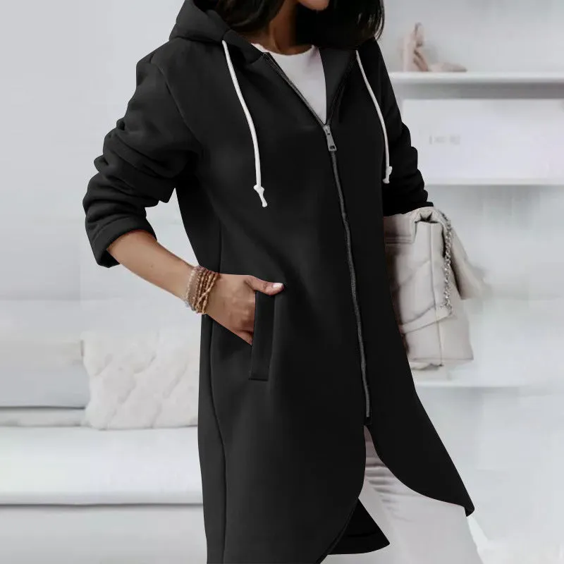 Women's Zip-Up Hoodie Black Cotton sold by Hensley London product image thumbnail 4