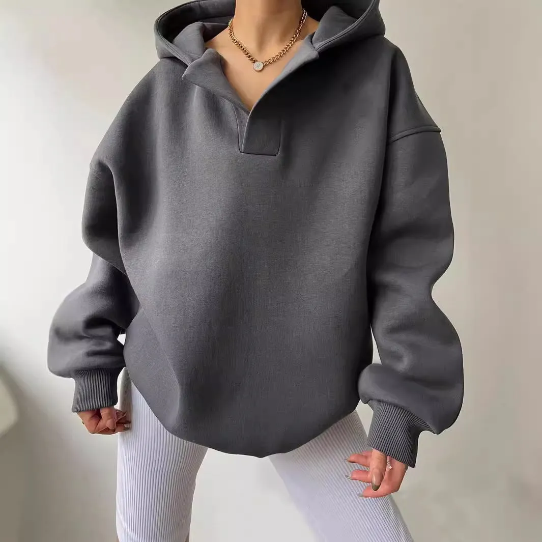 Women's Oversized Hoodie Grey Cotton Blend sold by Hensley London product image thumbnail 5