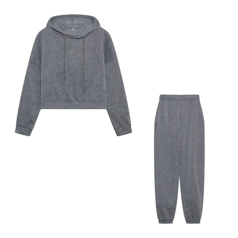 Women's Loungewear Set Gray Relaxed Fit Cotton Hoodie and Jogging Pants sold by Hensley London
