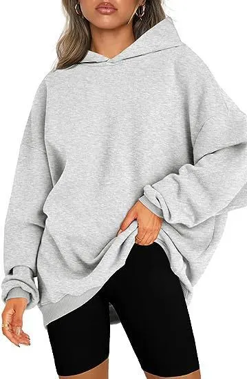 Women's Oversized Hoodie Grey Cotton Casual Sweatshirt sold by Hensley London product image thumbnail 4