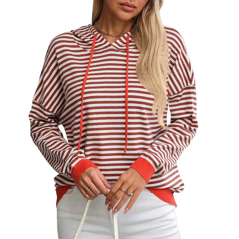 Women's Hoodie Striped Relaxed Fit Cotton with Adjustable Hood sold by Hensley London product image thumbnail 4
