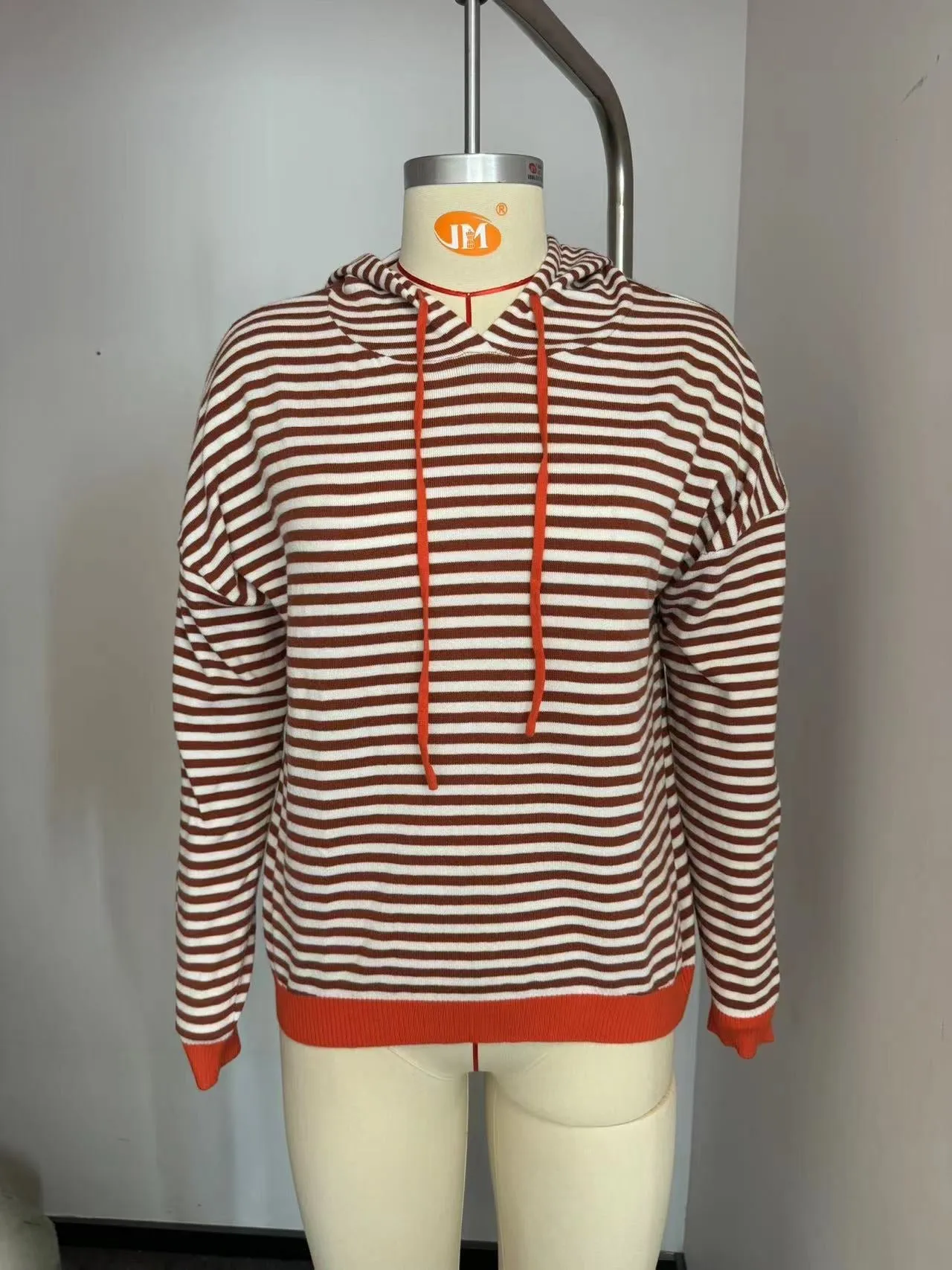 Women's Hoodie Striped Relaxed Fit Cotton with Adjustable Hood sold by Hensley London