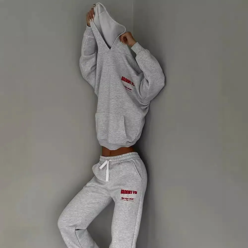 Women's Jogger Set Gray Cotton Blend Casual Hoodie and Sweatpants sold by Hensley London product image thumbnail 5