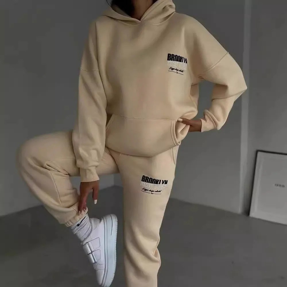 Women's Jogger Set Gray Cotton Blend Casual Hoodie and Sweatpants sold by Hensley London product image thumbnail 4