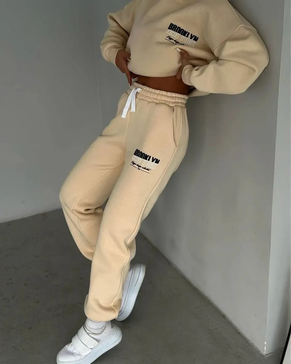 Women's Jogger Set Gray Cotton Blend Casual Hoodie and Sweatpants sold by Hensley London