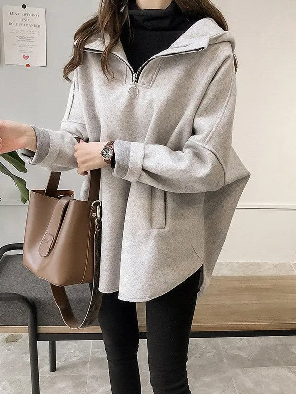 Women's Hoodie Grey Wool Mid-Length Casual Pullover sold by Hensley London product image thumbnail 3