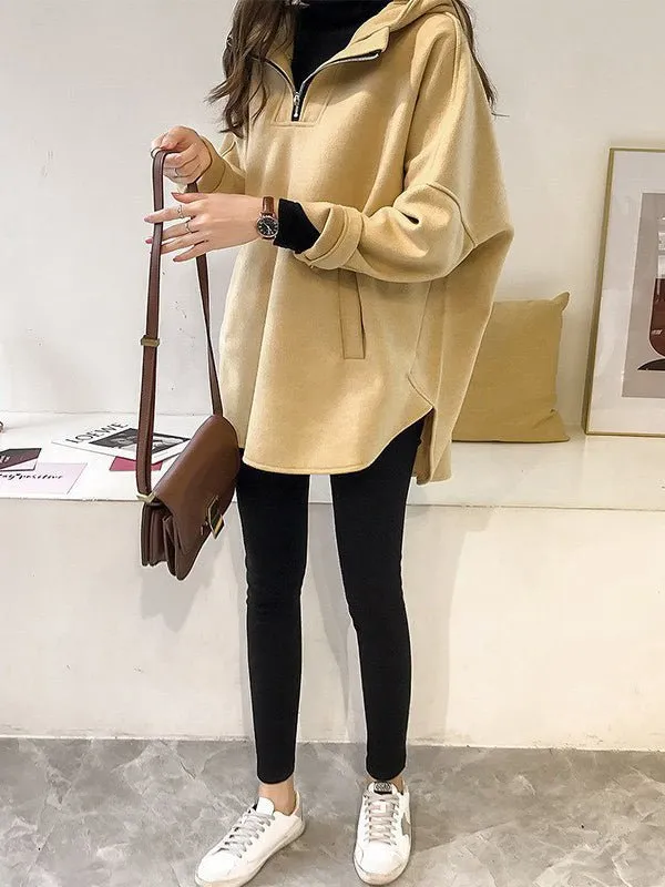 Women's Hoodie Grey Wool Mid-Length Casual Pullover sold by Hensley London