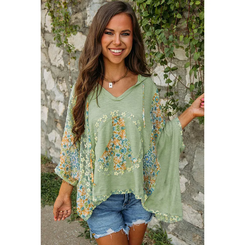 Women's Hooded Top White Cotton Floral Design sold by Hensley London product image thumbnail 3