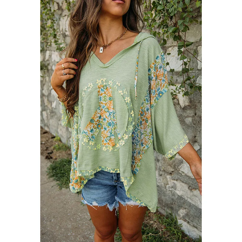 Women's Hooded Top White Cotton Floral Design sold by Hensley London product image thumbnail 4