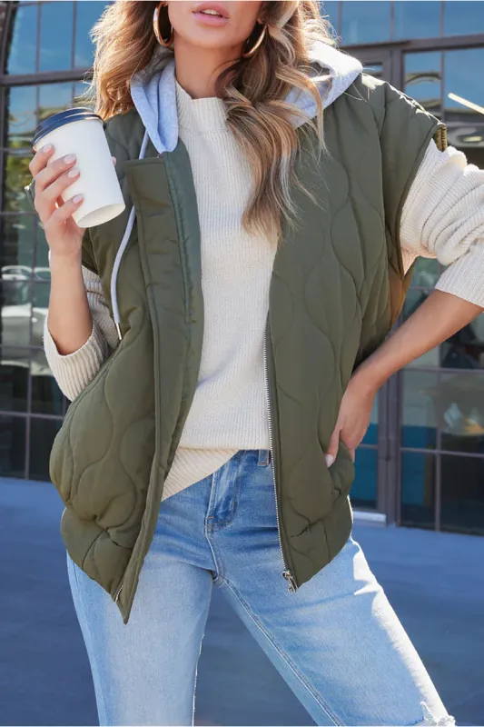 Women's Black Vest Cotton Polyester Casual Sleeveless Zipper Design sold by Hensley London