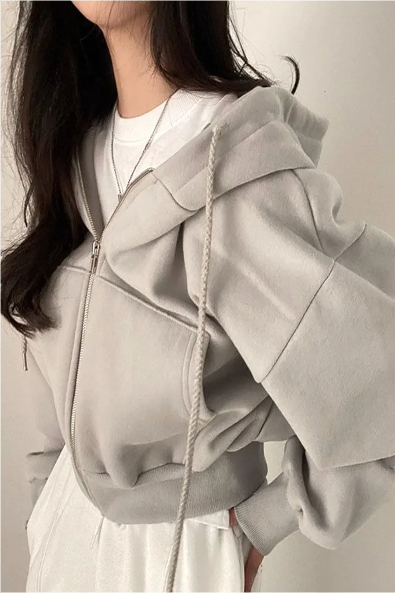 Women's Casual Hoodie with Drawstring Pocket Black Cotton Blend sold by Hensley London product image thumbnail 4