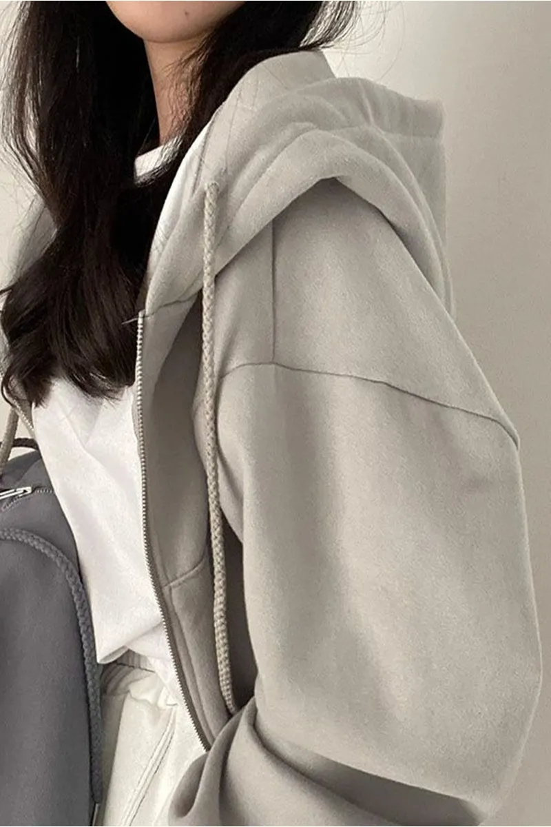 Women's Casual Hoodie with Drawstring Pocket Black Cotton Blend sold by Hensley London product image thumbnail 5