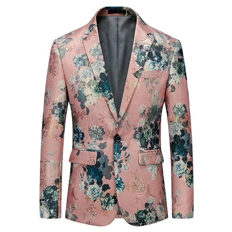 Men's Floral Blazer Multi Color Polyester made by Hensley London
