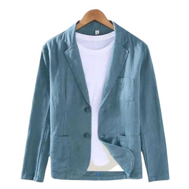 Men's Blazer Beige Linen Elegant Jacket sold by Hensley London