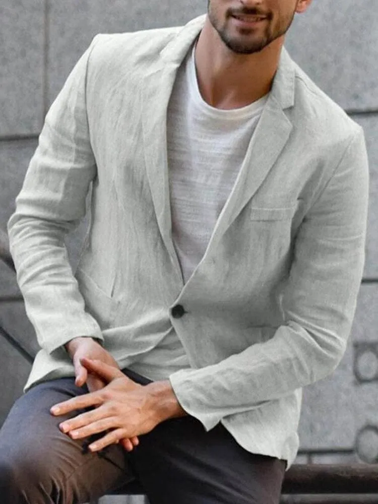 Men's Linen Blazer Solid Color Casual Lightweight sold by Hensley London product image thumbnail 5