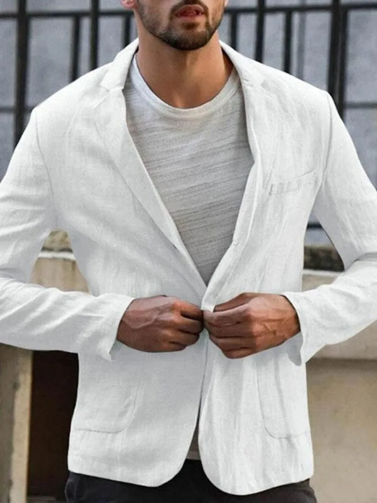 Men's Linen Blazer Solid Color Casual Lightweight sold by Hensley London product image thumbnail 2