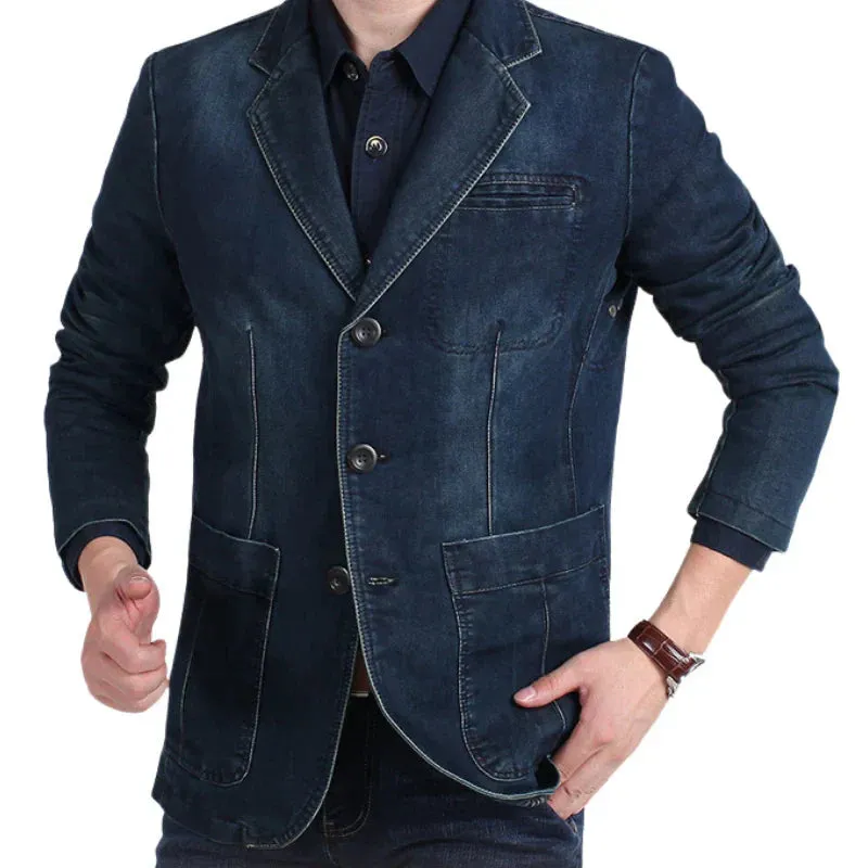 Men's Blazer Jacket Blue Denim 100% Cotton Casual Style sold by Hensley London product image thumbnail 3