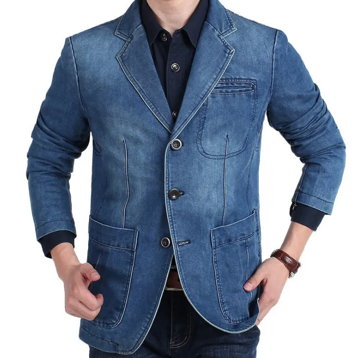 Men's Blazer Jacket Blue Denim 100% Cotton Casual Style sold by Hensley London product image thumbnail 5