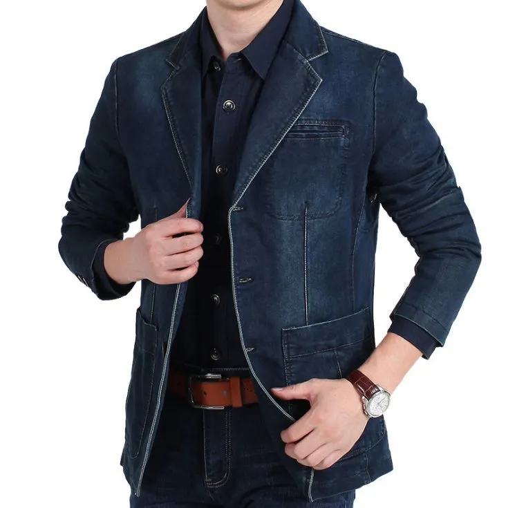 Men's Blazer Jacket Blue Denim 100% Cotton Casual Style sold by Hensley London product image thumbnail 2