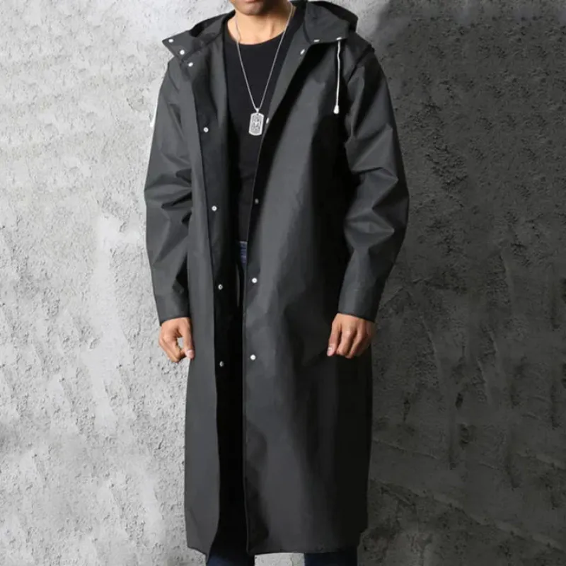 Men's Waterproof Raincoat Black Lightweight Outdoor Coat with Hood sold by Hensley London