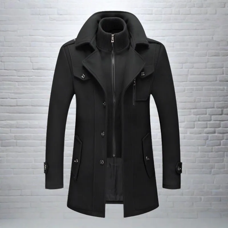 Men's Winter Coat Black Wool High Collar sold by Hensley London product image thumbnail 2