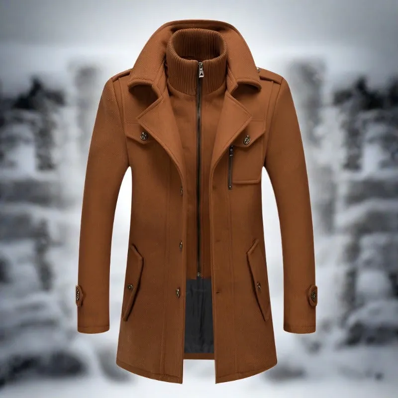 Men's Winter Coat Black Wool High Collar sold by Hensley London product image thumbnail 3