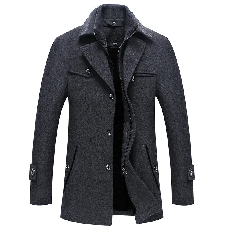 Men's Overcoat Black Wool Blend - Elegant Winter Coat for Chilly Weather sold by Hensley London product image thumbnail 5