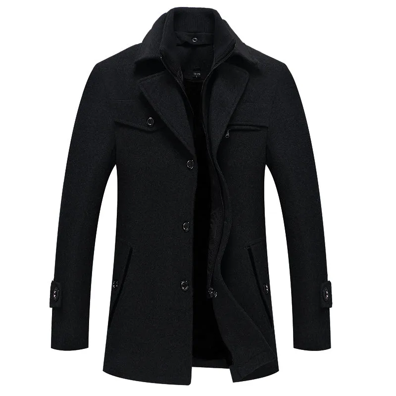 Men's Overcoat Black Wool Blend - Elegant Winter Coat for Chilly Weather sold by Hensley London product image thumbnail 4