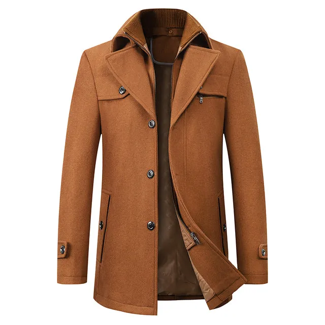 Men's Overcoat Black Wool Blend - Elegant Winter Coat for Chilly Weather sold by Hensley London