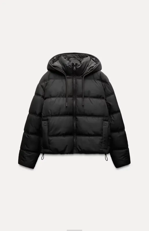 Women's Hooded Puffer Jacket Grey Quilted Lightweight Winter Coat sold by Hensley London