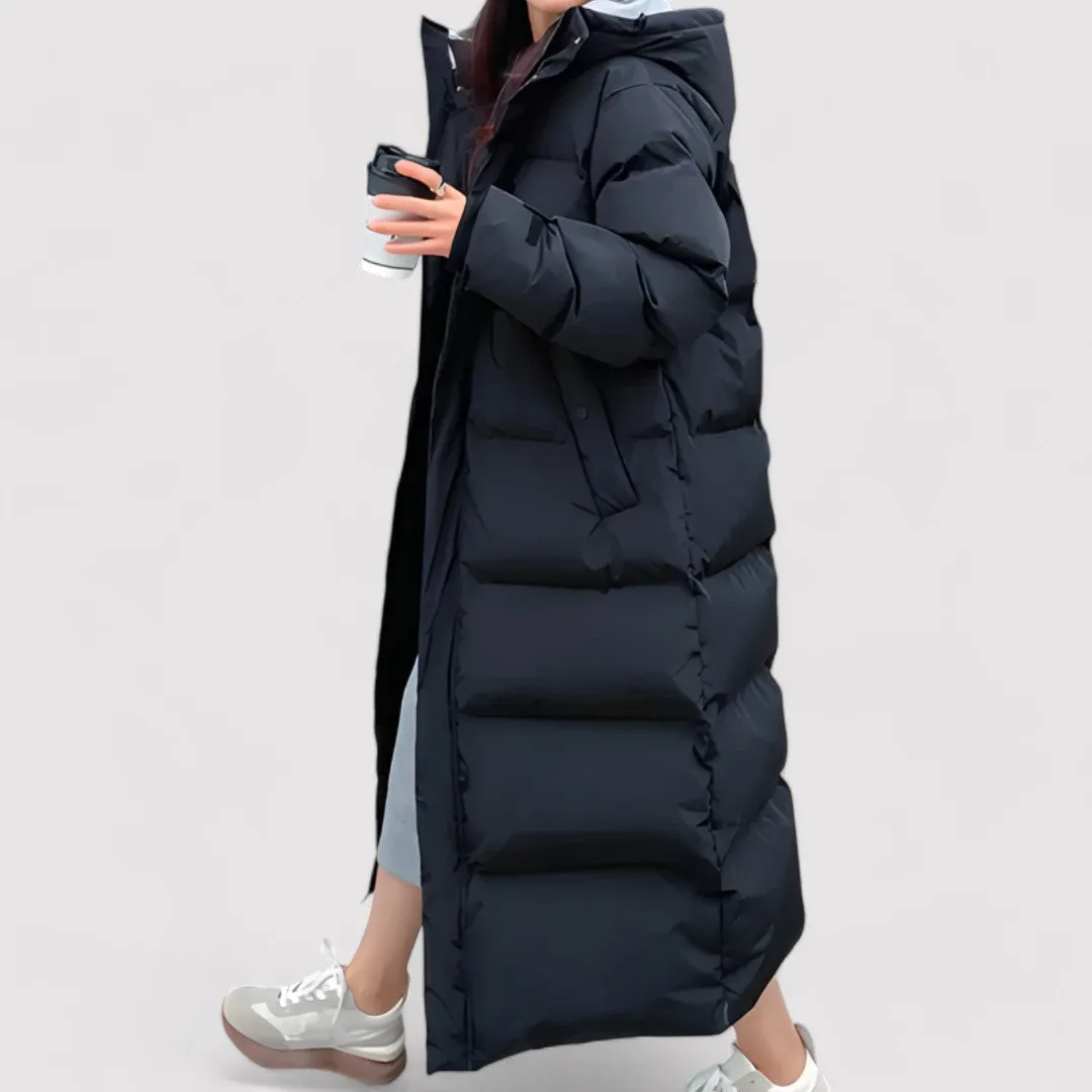 Women's Black Puffer Jacket Waterproof Long Winter Coat sold by Hensley London product image thumbnail 2