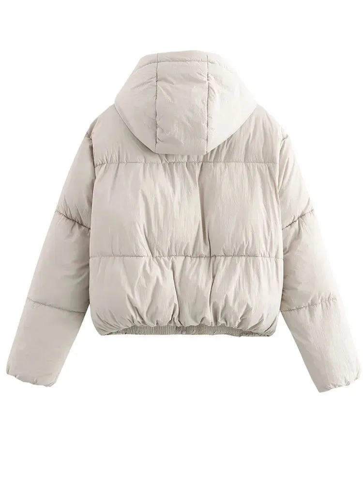 Women's Black Puffer Jacket Quilted Polyester with Hood sold by Hensley London product image thumbnail 3