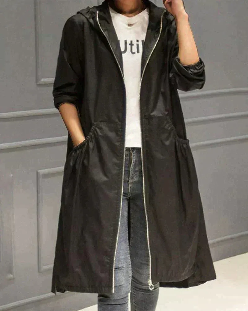 Women's Long Raincoat Black Waterproof Polyester sold by Hensley London product image thumbnail 4