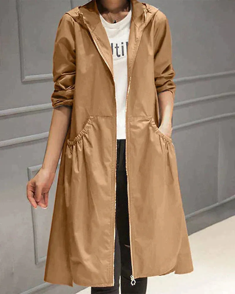 Women's Long Raincoat Black Waterproof Polyester sold by Hensley London product image thumbnail 3