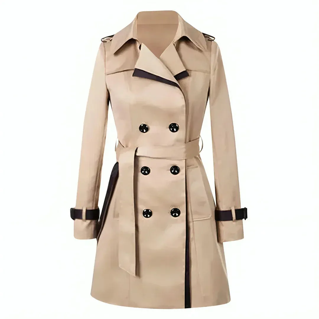Women's Short Trench Coat Beige Double Breasted Polyester sold by Hensley London