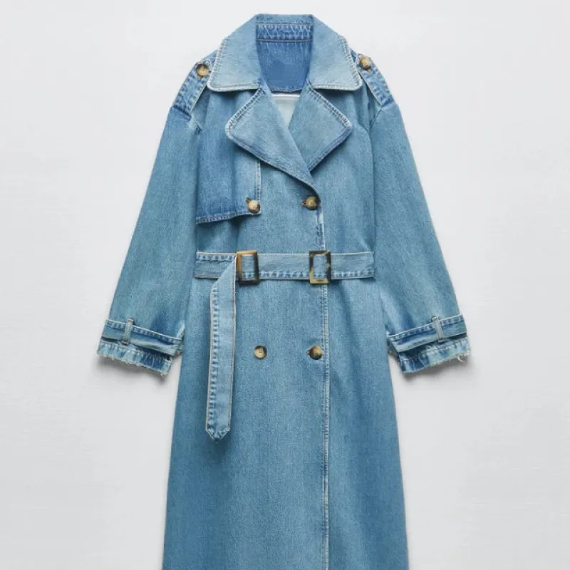 Women's Oversized Trench Coat Blue Denim sold by Hensley London