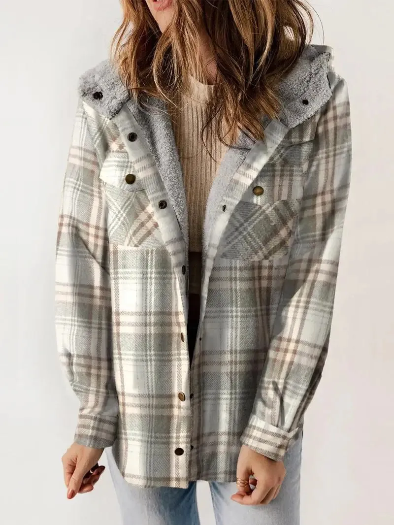 Women's Winter Jacket Plaid Hooded Lining sold by Hensley London product image thumbnail 3
