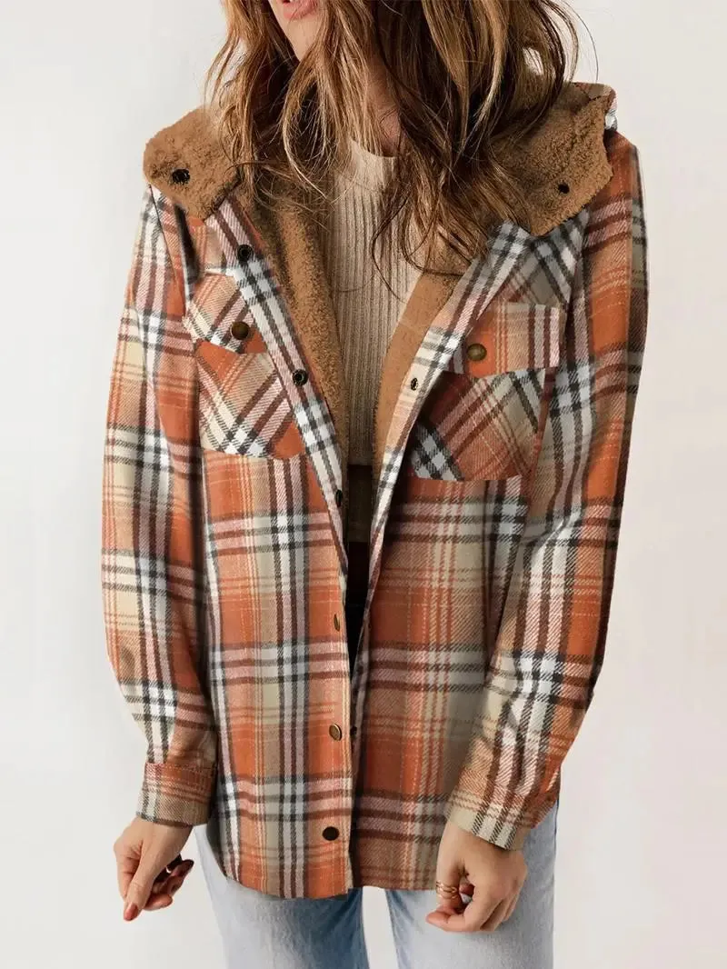 Women's Winter Jacket Plaid Hooded Lining sold by Hensley London product image thumbnail 4