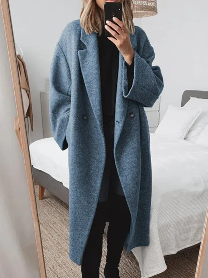 Women's Winter Coat Black Oversized Wool Blend Longline sold by Hensley London product image thumbnail 5