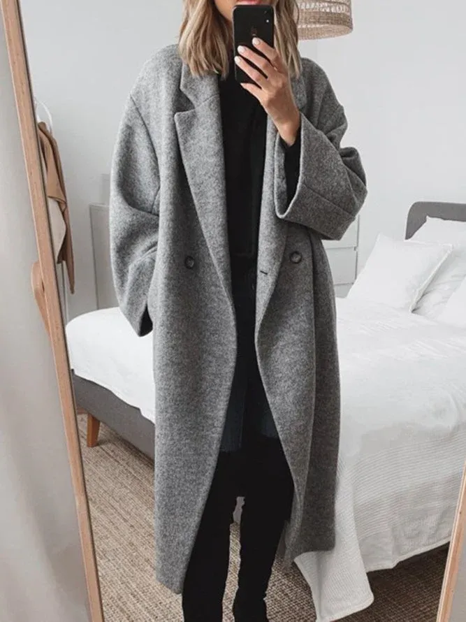 Women's Winter Coat Black Oversized Wool Blend Longline sold by Hensley London product image thumbnail 2
