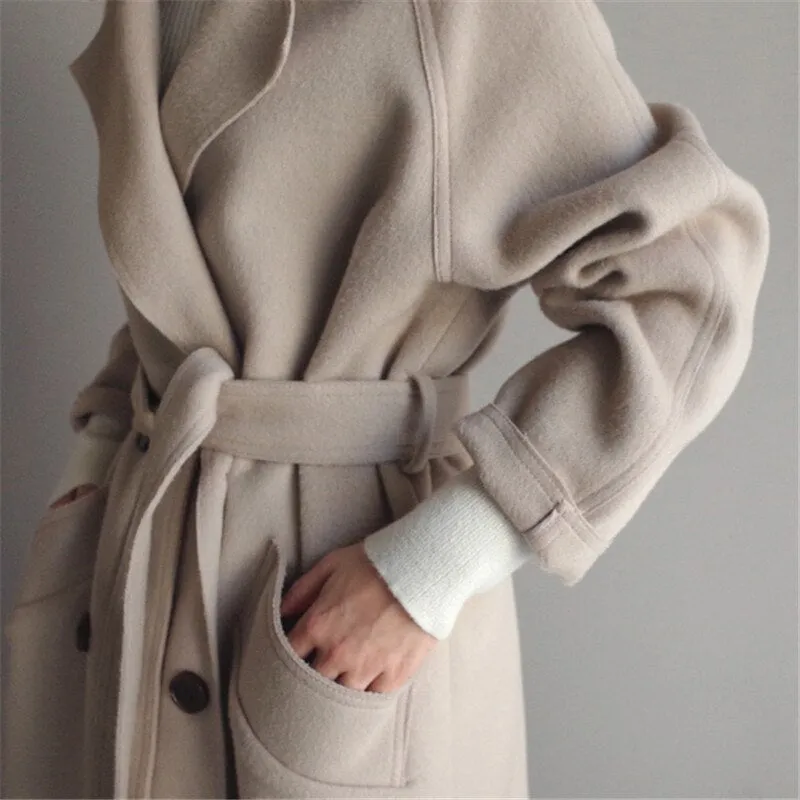 Women's Longline Coat Beige Polyester sold by Hensley London product image thumbnail 2