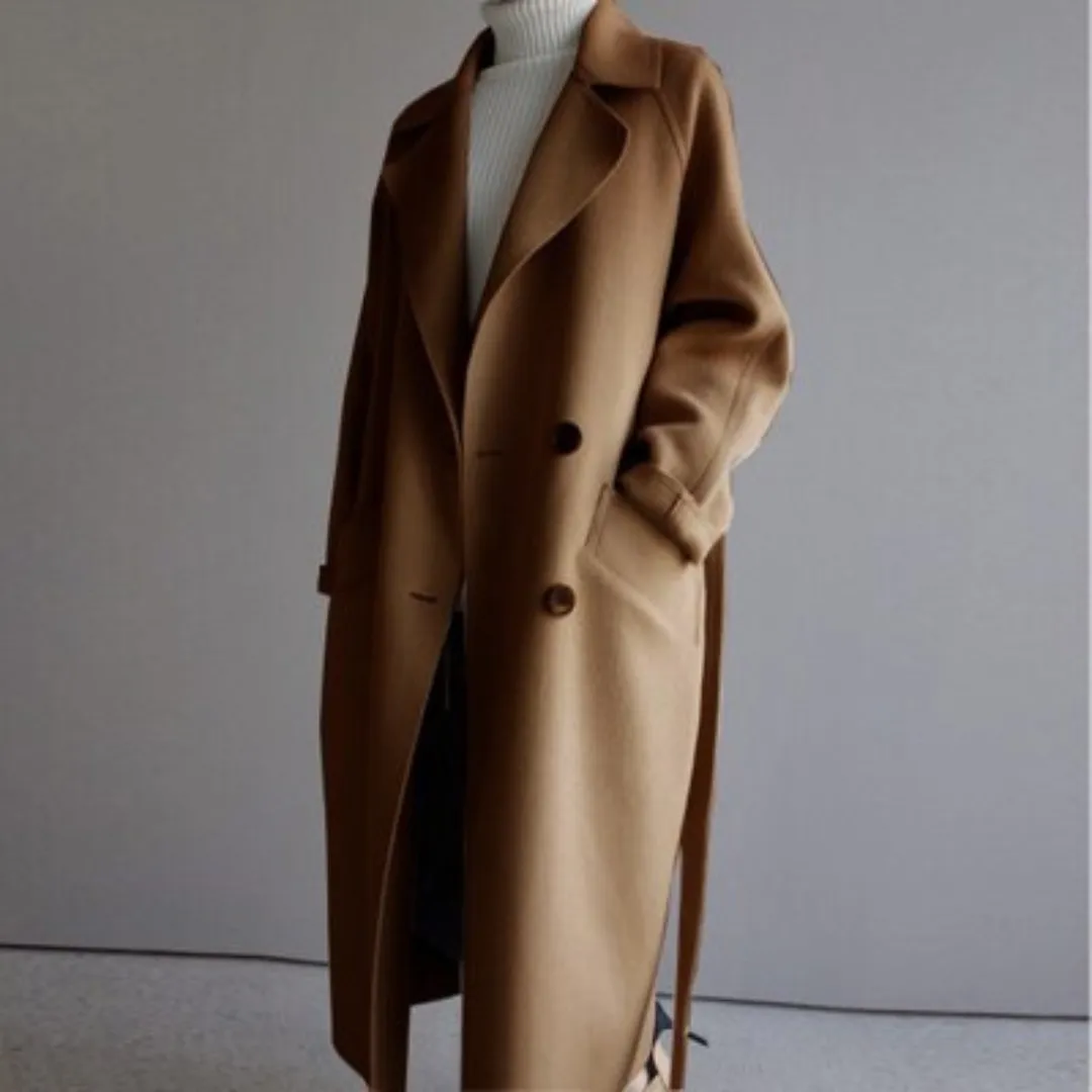Women's Longline Coat Beige Polyester sold by Hensley London product image thumbnail 4