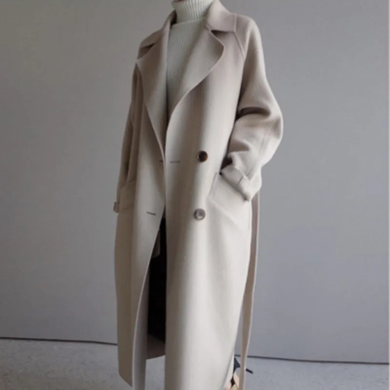 Women's Longline Coat Beige Polyester sold by Hensley London