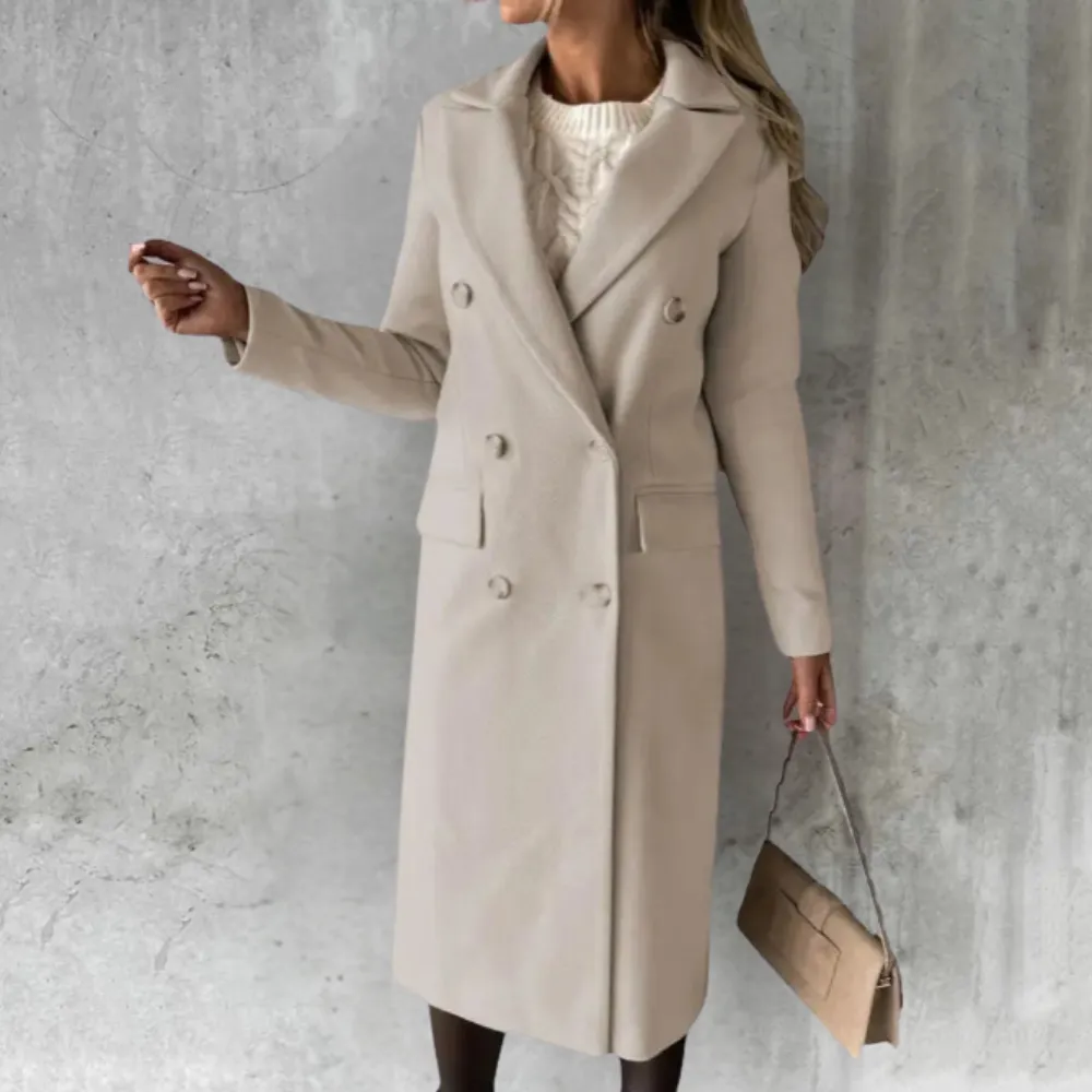 Women's Trench Coat Long Beige Double-Breasted Cotton sold by Hensley London product image thumbnail 5