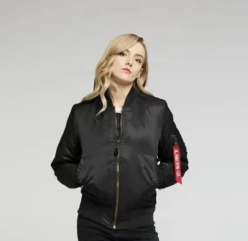 Women's Bomber Jacket Black Windproof Polyester sold by Hensley London product image thumbnail 3