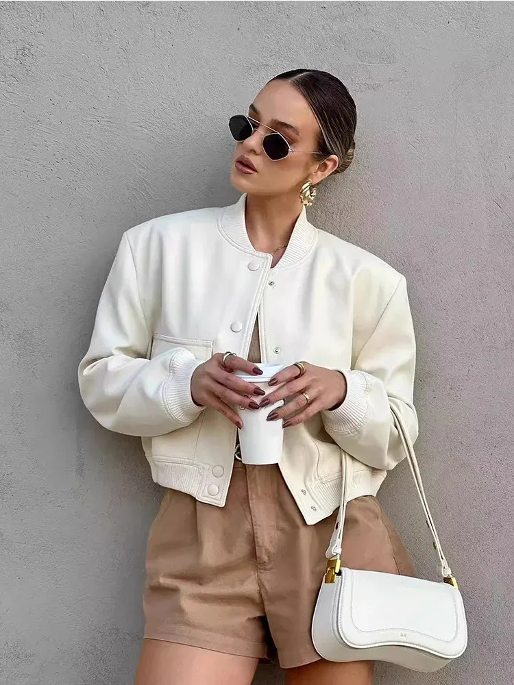 Women's Bomber Jacket Black Polyester Cropped Casual sold by Hensley London product image thumbnail 3